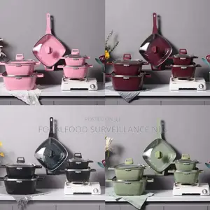 5-Set Marble Finish Cookware Set With Frying Pan