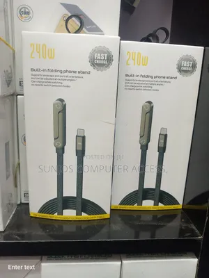 240 W Fast Charger Cable . Build- In Folding Phone Stand for Whole