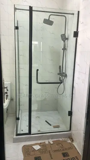 Premium Hinged Shower Glass Door With Small Panel Fixed