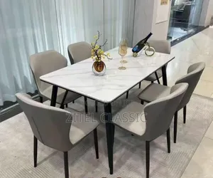 Marble Dining Table Set by 6