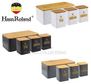 4 Pieces Coffee, Sugar, Tea And Bread Storage