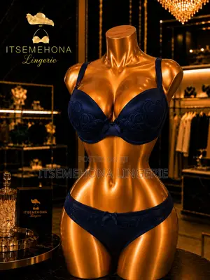 Navy Blue Bra and Panty Set 34b