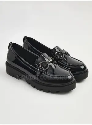 George Black Patent Chunky Loafer School Shoes (31-38)