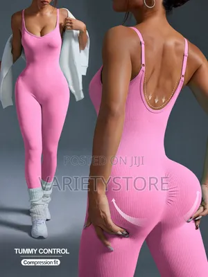 Seamless Women Yoga Push Up Jumpsuit Ribbed Sports Leggings
