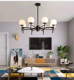 Modern 8-Light Sputnik Globe Chandelier Black Matte Led Ceiling Light