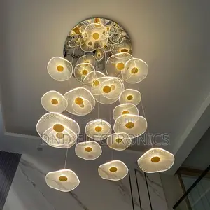 Modern 12-Light Black Gold Cluster Pendant Chandelier Frosted