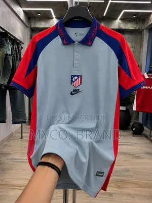 Atletico Madrid Nike Polo Jersey – Sky Blue Red Football Shirt