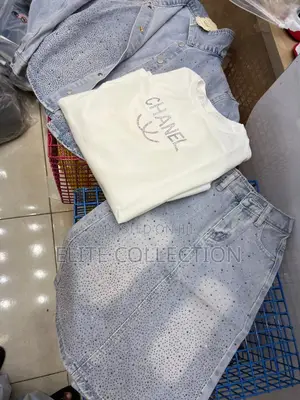Luxury Denim 3pcs Skirt Set Age: 5 6 10 12 And 14