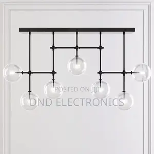 Modern 7-Light Linear Clear Glass Globe Chandelier