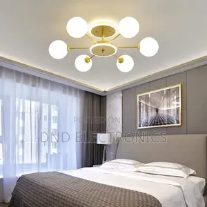Modern Gold 6-Light Flush Mount Ceiling Light Sputnik Globe Led Ring