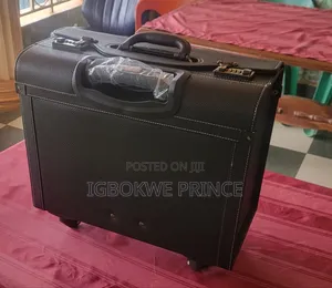 Black Leather Executive Travel Briefcase
