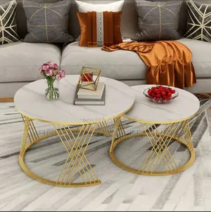 Luxury Real Marble Coffee Table – 2-in-1 Modern Round Center Table Set