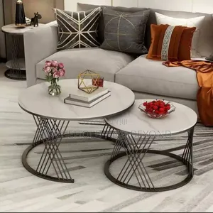 Luxury Real Marble Coffee Table – 2-in-1 Modern Round Center Table Set