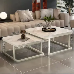 Luxury 2-in-1 Square Coffee Tables – Marble Glass Center Table Set