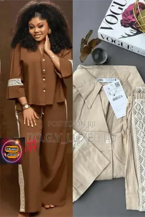 Elegant Ladies Two-Piece Palazzo Set Available in Black,Brown Beige