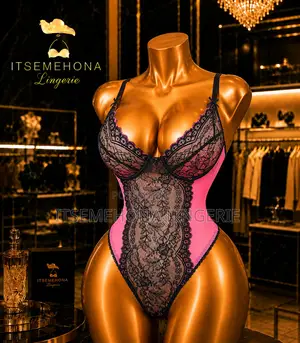 Pink and Black Thong Bodysuit