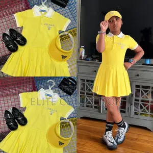 Luxe Prada Pleated Collar Dress With Cap Fits (1 to 10yrs)