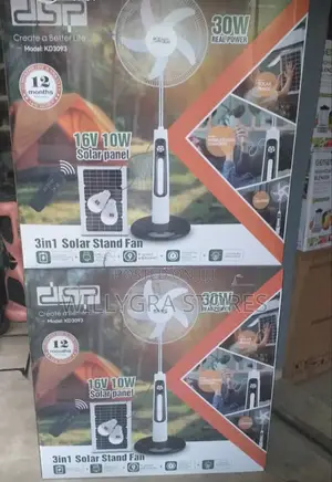 DSP Solar Stand Fan, With Led Light Usb Charging, Height Adjustable
