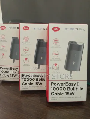 Itel Powerbank 10,000mah Built in Cable 15w