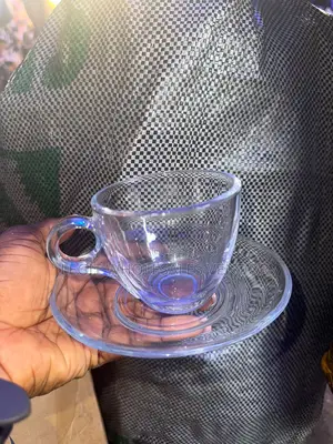 6 Pieces Glass Tea Cup And 6 Saucer