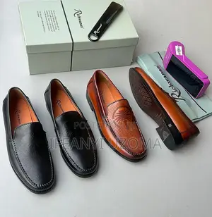 Light Brown and Black Leather Men Shoe