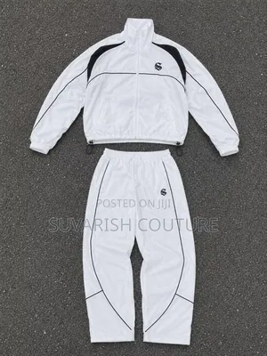 Suvarish Couture Premium Unisex White Tracksuit Set