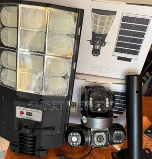 Solar Powered Street Light With Triple Lens Security Camera Motion