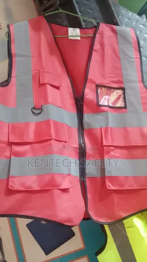 Red Pocket Safety Jackets Original Vest With Branding