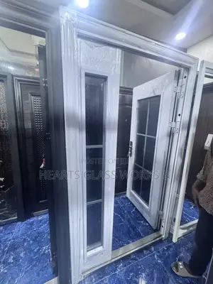 Extra Height Israeli Steel Security Door With Fixed Glass Sidelights