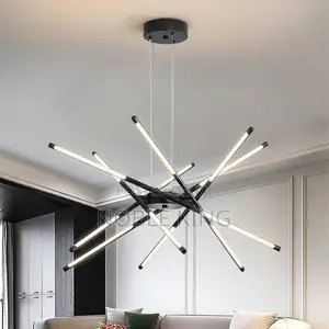 Nordic Modern Led Linear Chandelier Simple Gold Black Stick Shape