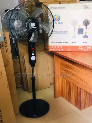 16" Rechargeable Solar Fan With Bulb  Solar Panel