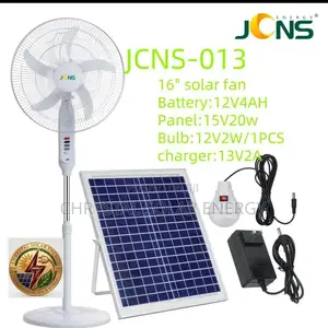 16" Rechargeable Solar Standing Fan With Solar Panel,Kits and Bulb