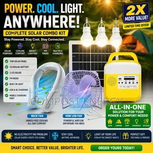 Combo Promo Solar Home System + Neck Fan + Usb Fan