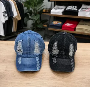 Trendy Distress Denim Baseball Caps / Unisex Jean Hats