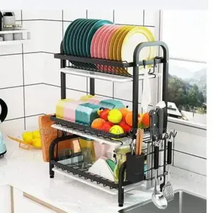 Dish Drying Rack 2-tier Compact Kitchen Dish Rack Drainboard Set Large
