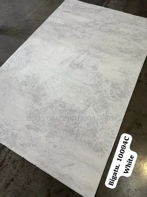 Off White Color Designed Center Rug Turkish