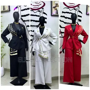 Silk Scarf Double Breasted Blazer Pant Set .Sizes : M L Xl XXL XXXL