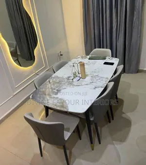 Dining Set With Marble Table and 6 Chairs