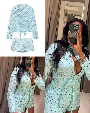 Trendy Zara Two-Piece Polka Dot Shirt and Shorts Set