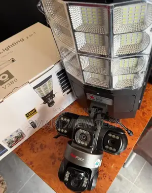 3lense Double CCTV Camera + Solar Street Light+Free Pole