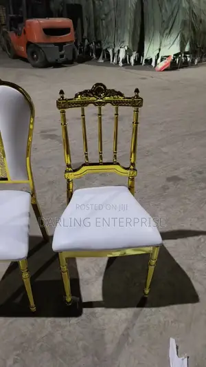 Banquet Event Chair Shiny Gold-Finished Metal Frame