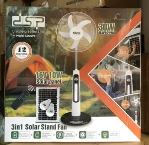 DSP 3-in-1 18-Inch Solar Stand Fan - 30w, 9-Speed, Usb Charging