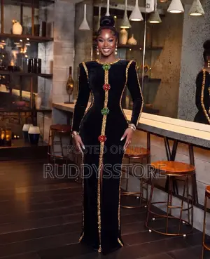 Luxury Velvet Rhinestone Embellished Maxi Dress