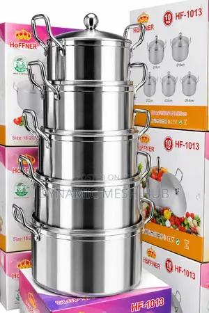 Hoffner 5pcs Polished Aluminum Pot