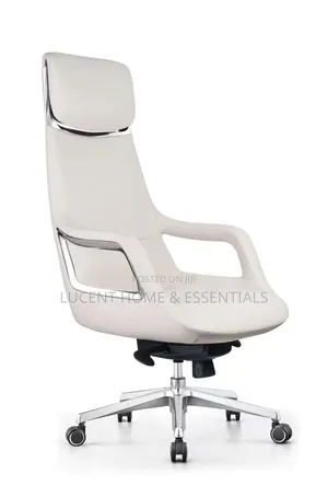 Luxury High-Back Executive Office Chair Pure White Chrome