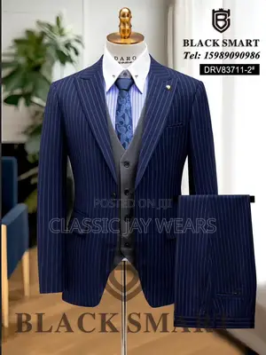 Stripes Navy Blue Suit
