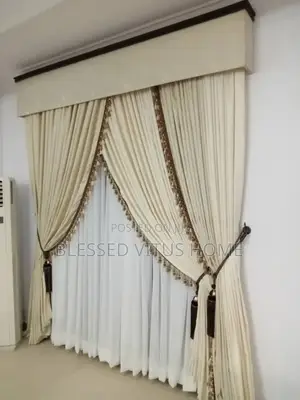 Luxury Cream Design Curtain Set