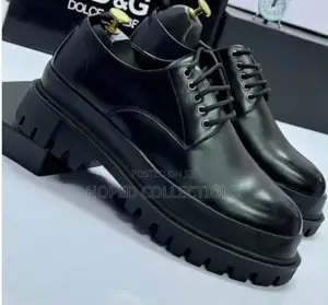 Black Leather Platform Derb