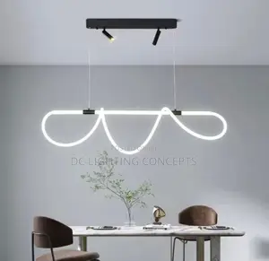 Modern Minimalist Linear Wavy Silicone Tube Led Light With Spotlight.