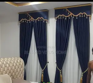 Deep Blue Turkish Luxury Curtain Set